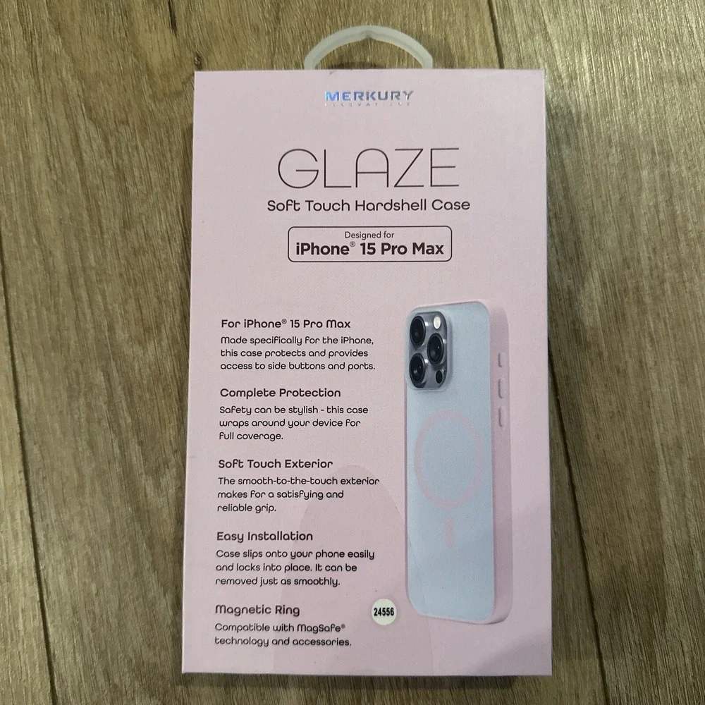 Merkury GLAZE Soft Touch Hardshell Case iPhone 15 Pro Max Light Pink New‎ in Box